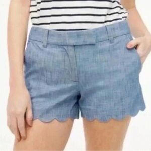 J. Crew High Waist Blue Scalloped Shorts